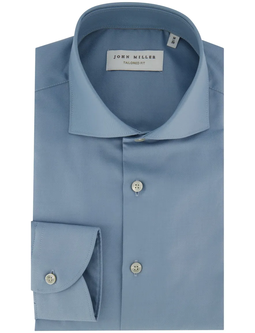 Normale fit John miller overhemd strijkvrij blauw
