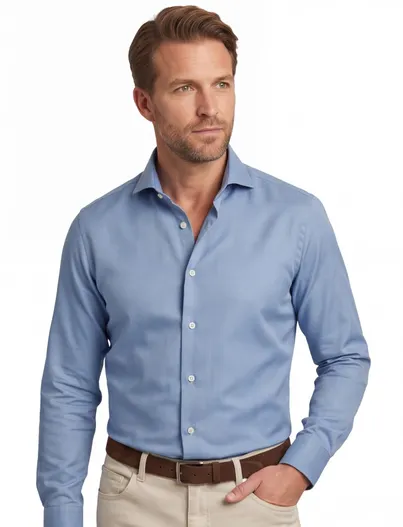 John Miller John Miller overhemd strijkvrij blauw