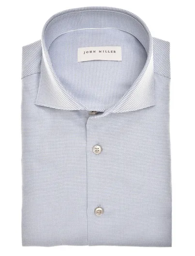 John Miller John Miller Tailored Fit overhemd blauw wide spread boord