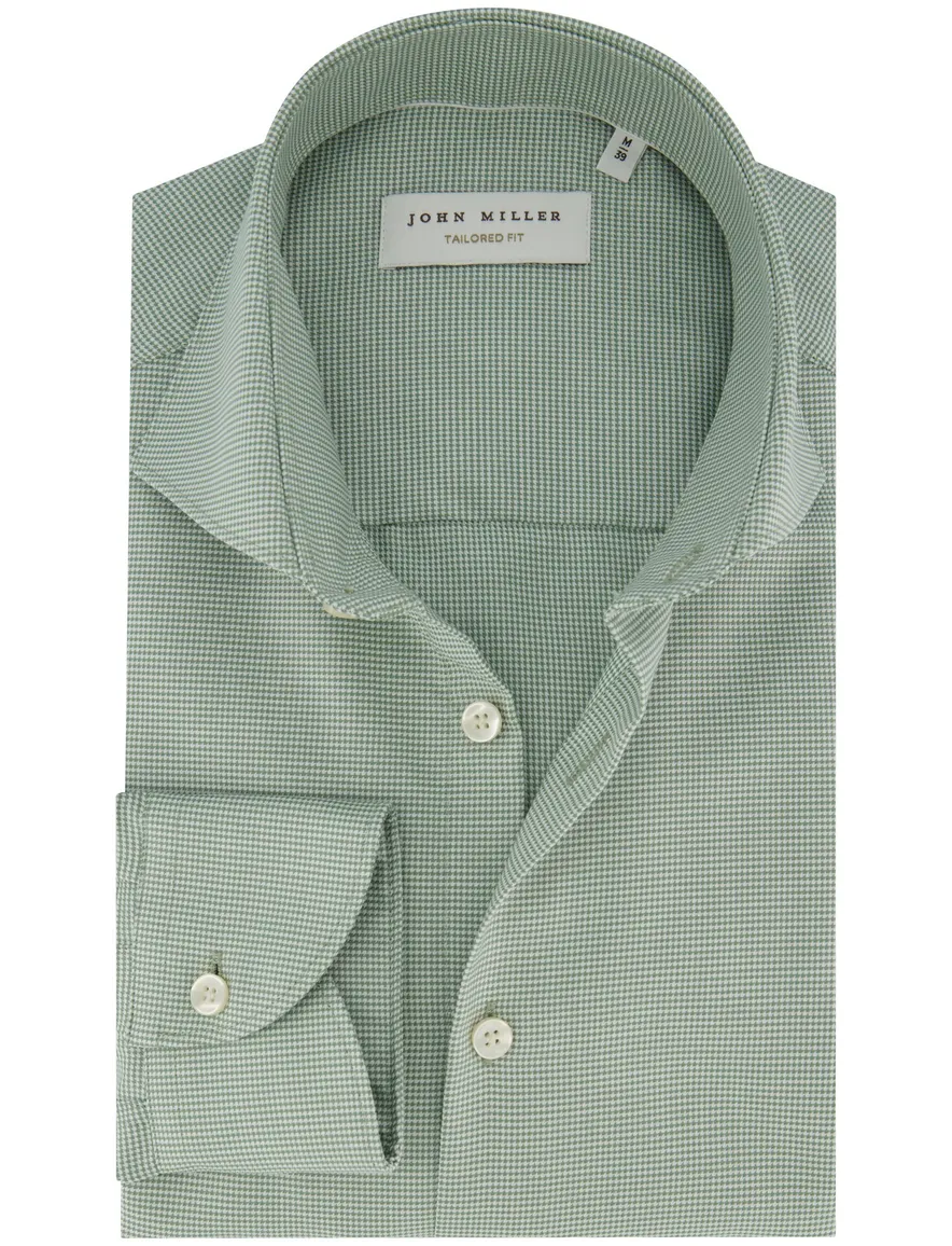 Geruit groen overhemd John Miller tailored fit strijkvrij