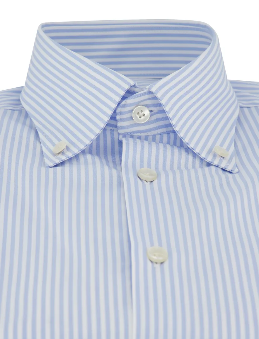 Lichtblauw overhemd John Miller streepjes button down boord