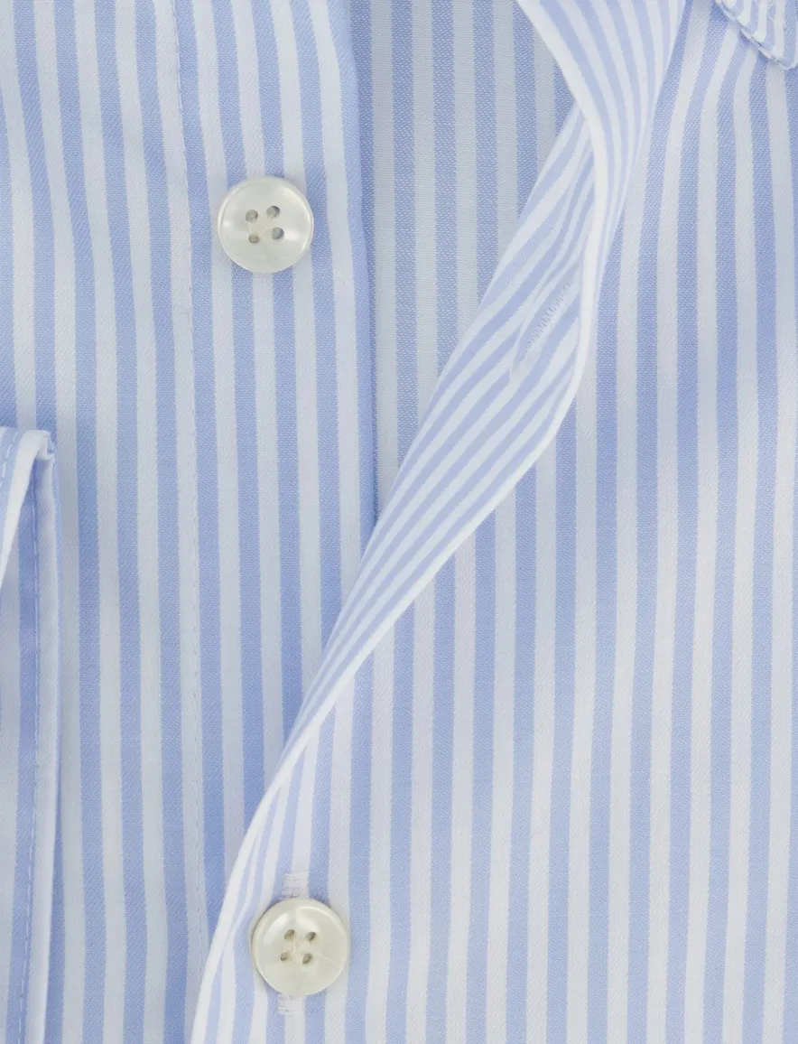 Lichtblauw overhemd John Miller streepjes button down boord