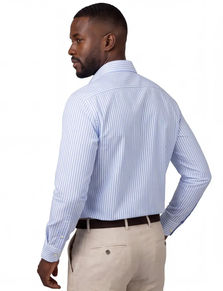 Lichtblauw overhemd John Miller streepjes button down boord