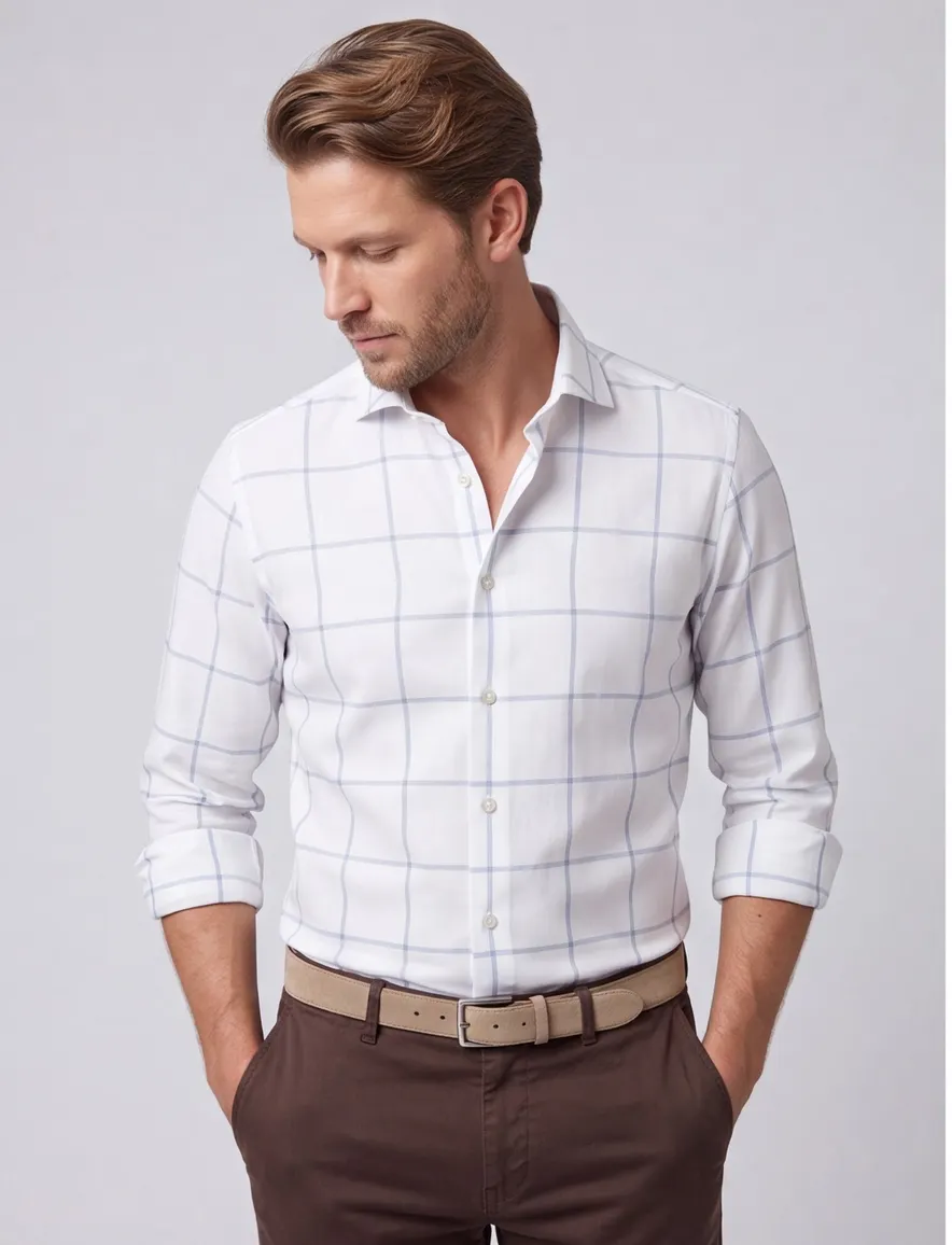 wit geruit overhemd John Miller tailored fit