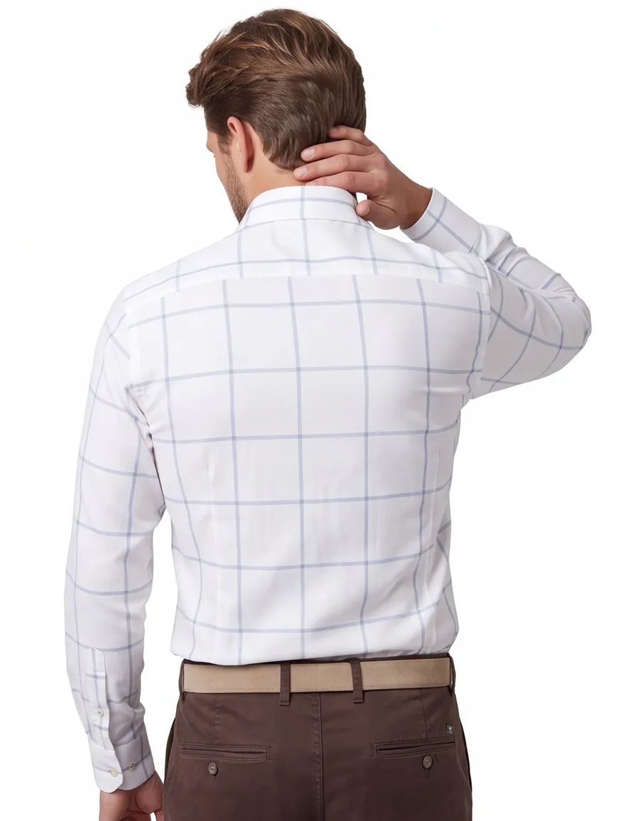 wit geruit overhemd John Miller tailored fit