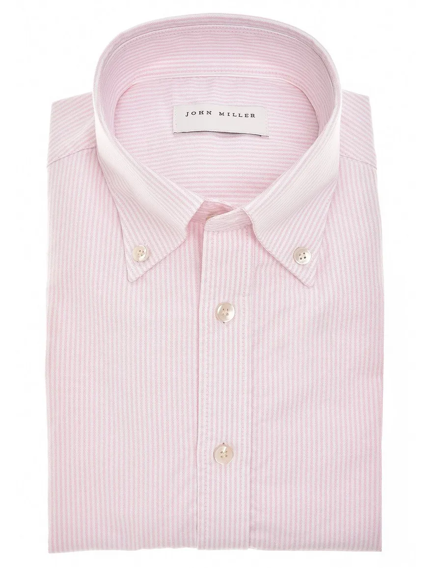 John Miller overhemd button down roze streep