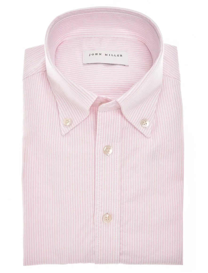 Overhemd roze wit gestreept John Miller Tailored Fit