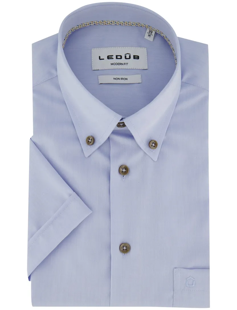 Strijkvrij overhemd lichtblauw Ledub Modern Fit button-down collar