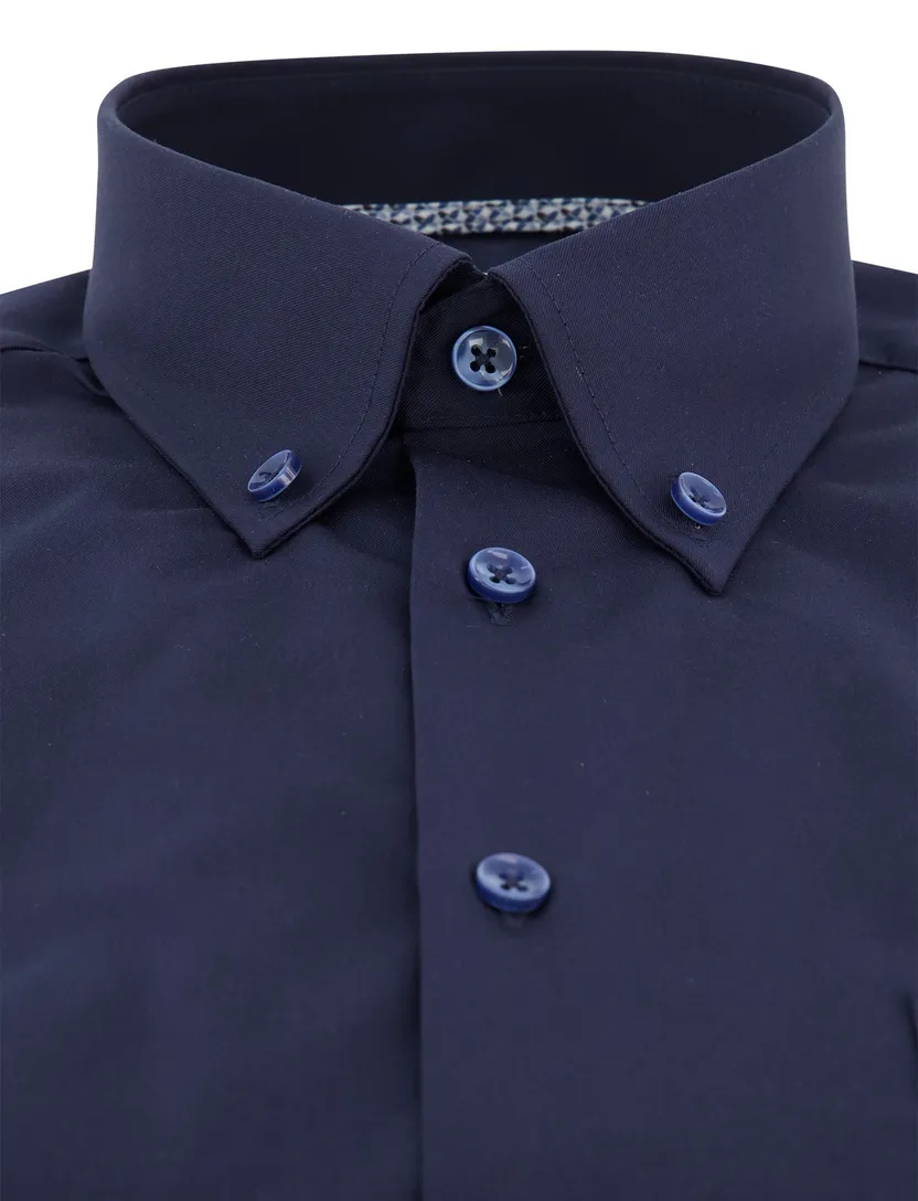 Korte mouw overhemd Ledub navy modern fit button-down collar