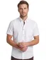 Witte korte mouw katoenen Ledub Modern Fit overhemd strijkvrij
