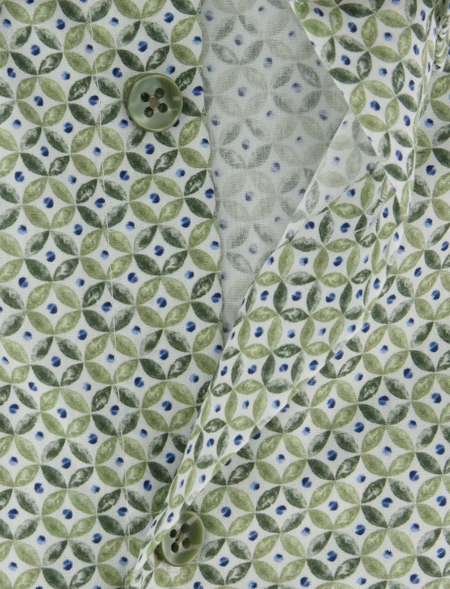 Overhemd groen geprint Ledub easy iron button-down collar