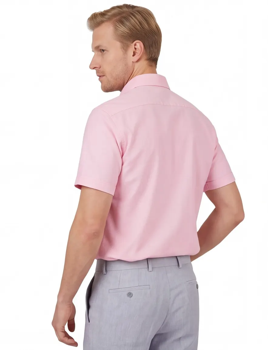 Overhemd Ledub Modern Fit korte mouw roze