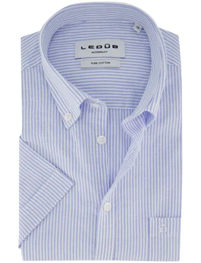 Ledub Overhemd blauw strepen Ledub pure cotton button-down collar