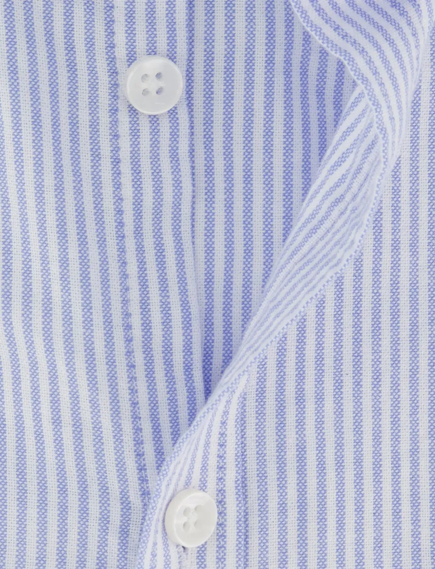 Overhemd blauw strepen Ledub pure cotton button-down collar