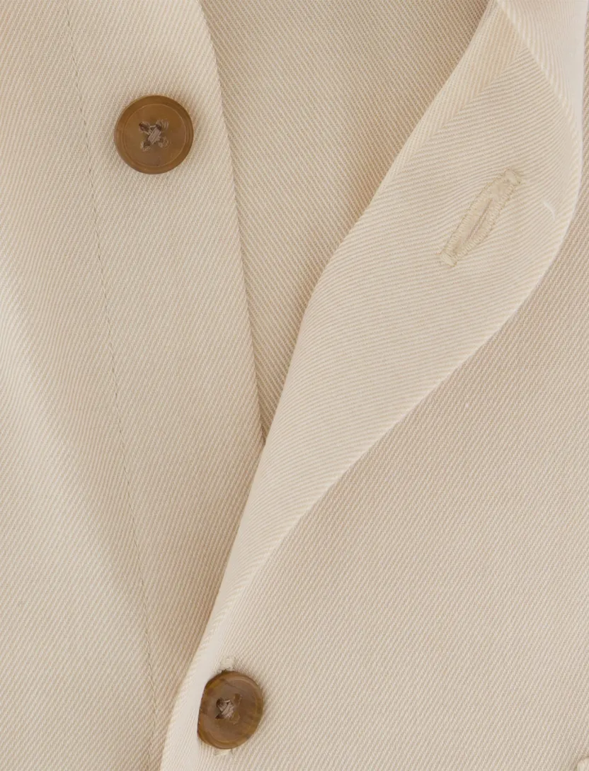 overhemd Ledub normale fit beige borstzak button down mouwlengte 7