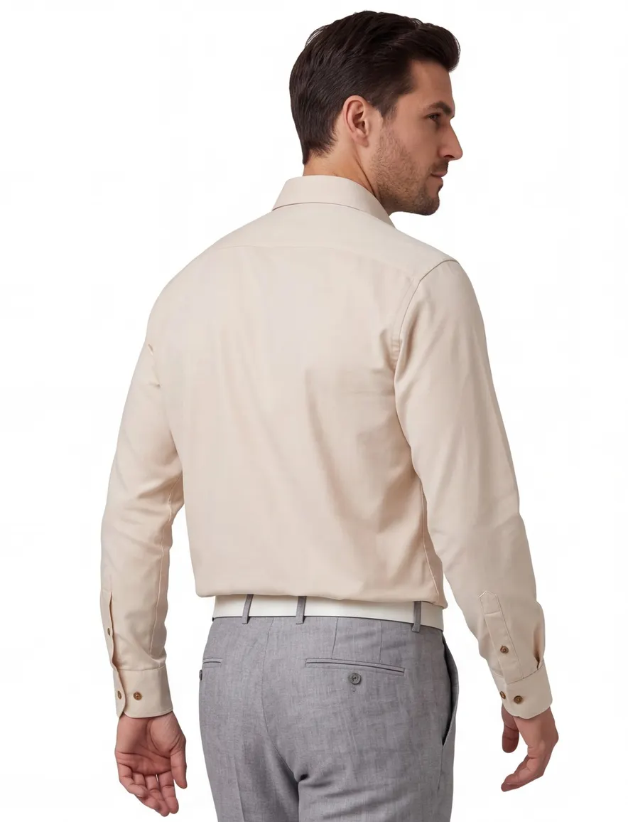 Ledub Modern overhemd beige stretch mouwlengte 7