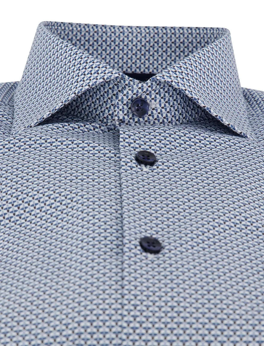 Ledub Modern overhemd blauw geprint mouwlengte 7