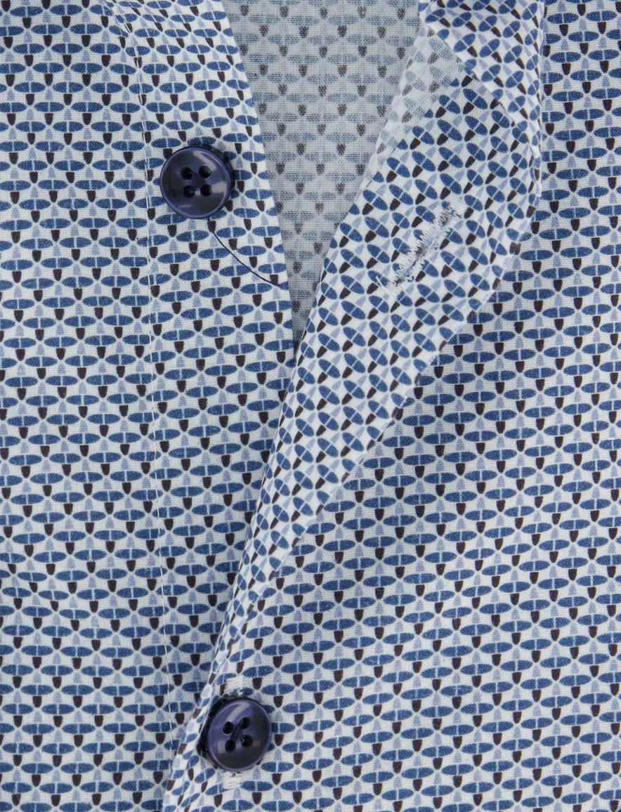 Ledub Modern overhemd blauw geprint mouwlengte 7