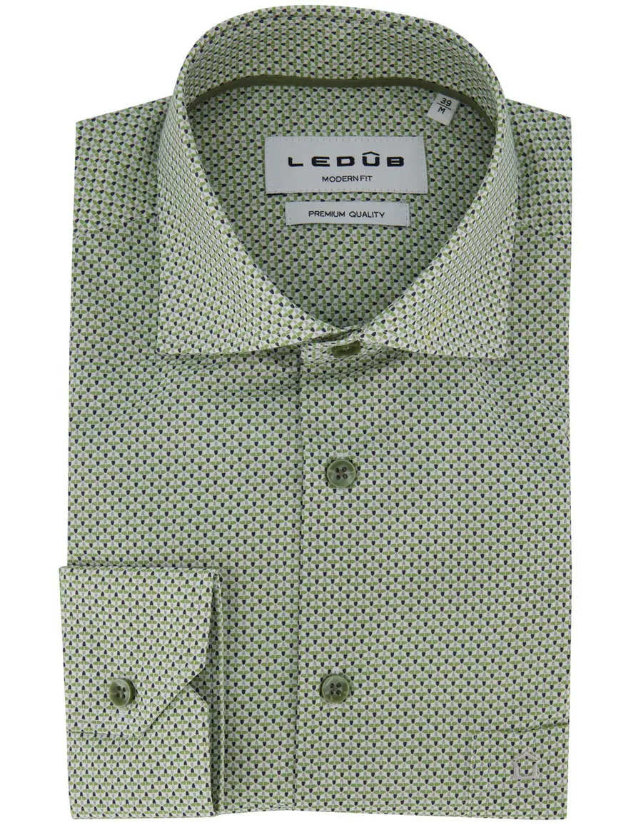 Ledub overhemd met print groen