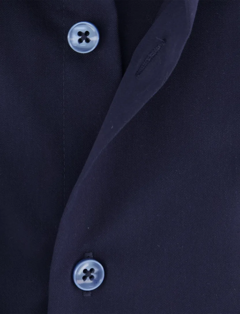 Overhemd donkerblauw ledub modern fit mouwlengte 7 strijkvrij