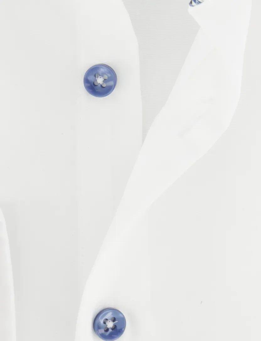 Overhemd blauw knoopjes wit ledub modern fit strijkvrij