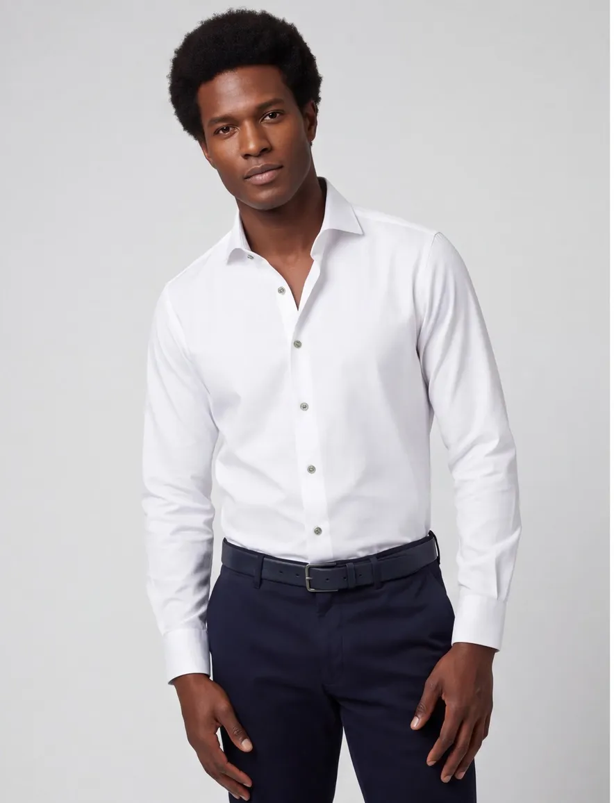 Ledub Modern fit overhemd wit strijkvrij mouwlengte 7