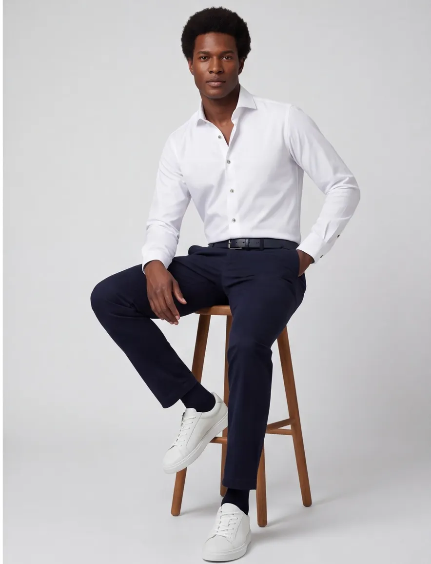 Ledub Modern fit overhemd wit strijkvrij mouwlengte 7