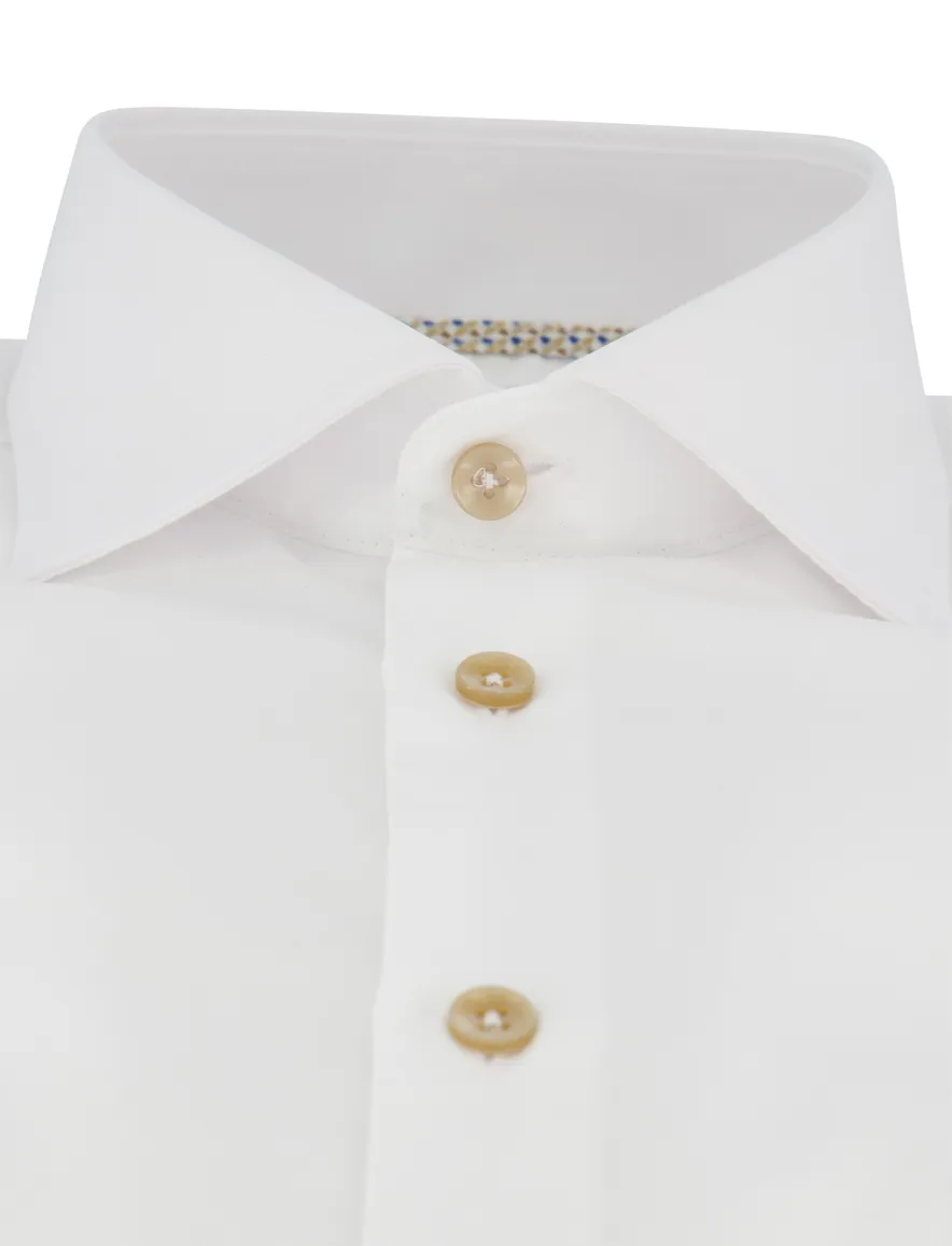 Ledub modern fit wit overhemd strijkvrij met borstzak