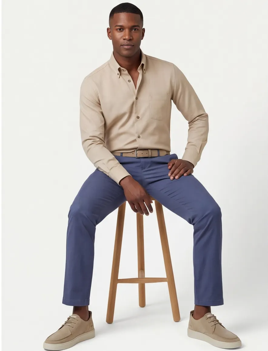 Ledub Modern Fit overhemd mouwlengte 7 beige