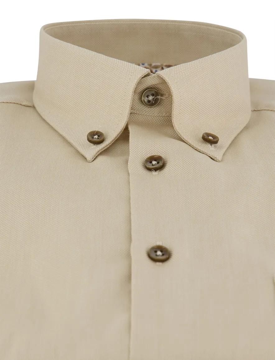 Ledub Modern Fit overhemd mouwlengte 7 beige