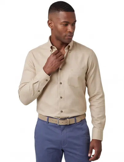 Ledub overhemd mouwlengte 7 Ledub Modern Fit beige