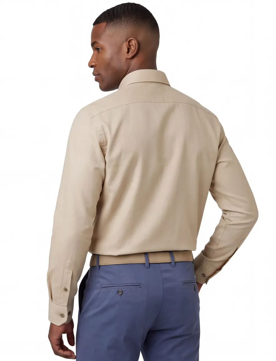 overhemd mouwlengte 7 beige Ledub Modern Fit