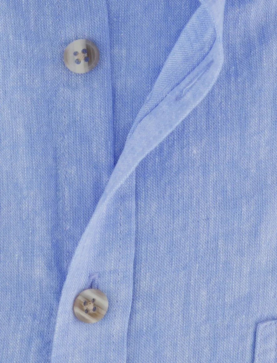 Ledub overhemd blauw gemêleerd lange mouw Modern Fit button down