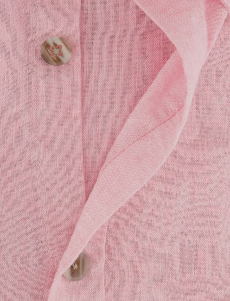 Ledub Modern fit overhemd roze linnen mouwlengte 7