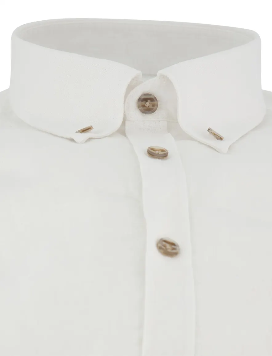 Ledub Modern Fit overhemd wit linnen mouwlengte 7