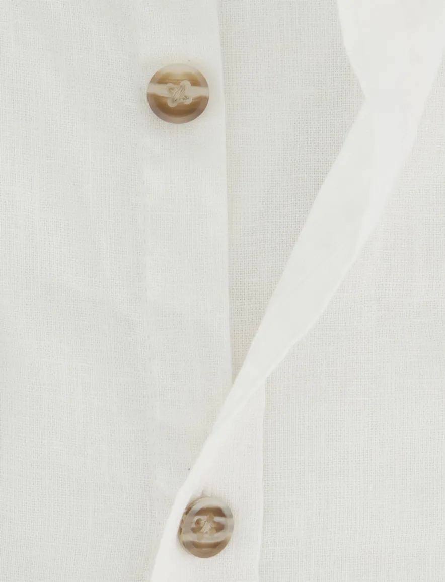 Ledub overhemd Modern Fit wit linnen borstzak button-down