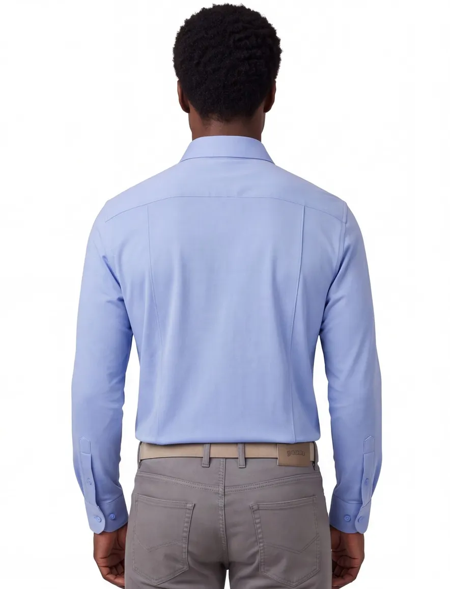 Ledub overhemd stretch slim fit lichtblauw