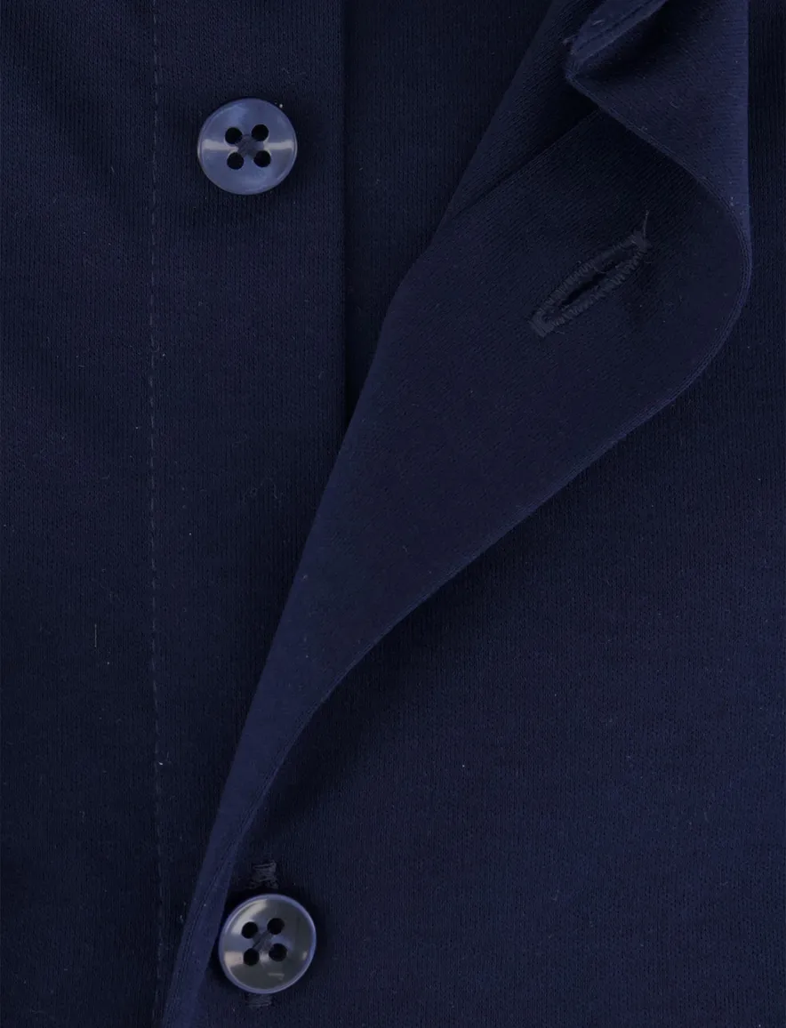 Ledub slim fit overhemd donkerblauw jersey mouwlengte 7