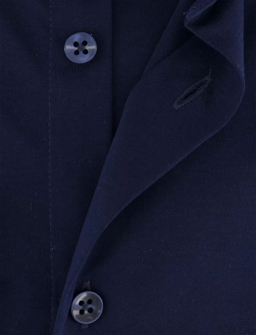 overhemd Ledub slim fit donkerblauw jersey mouwlengte 7 cutaway