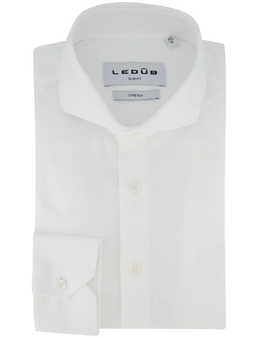 Wit Ledub overhemd slim fit stretch stretch