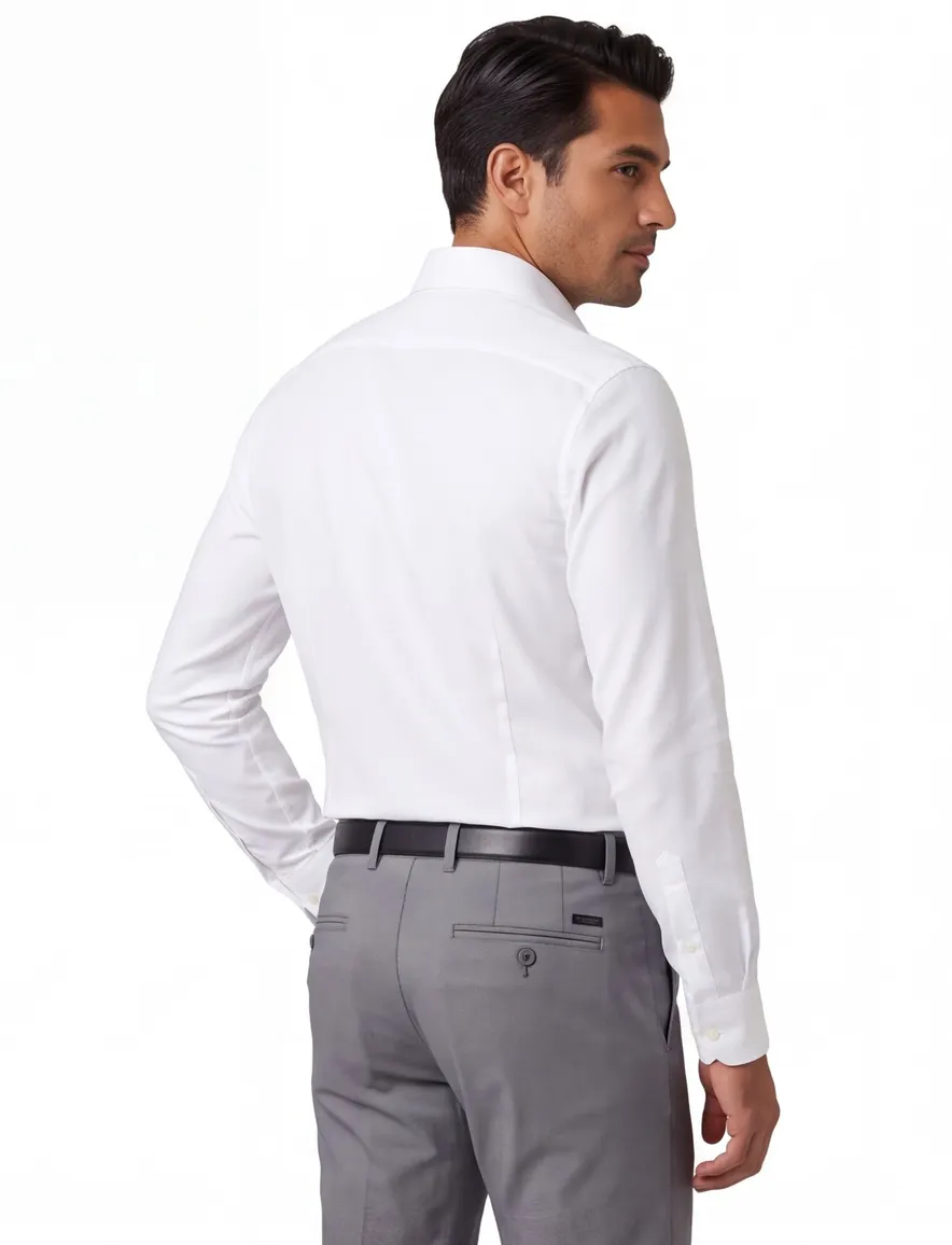 Ledub overhemd stretch slim fit wit