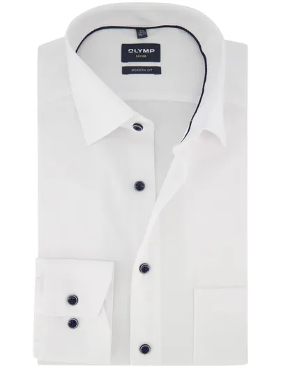Olymp Strijkvrij Wit OLYMP overhemd Modern Fit mouwlengte 7
