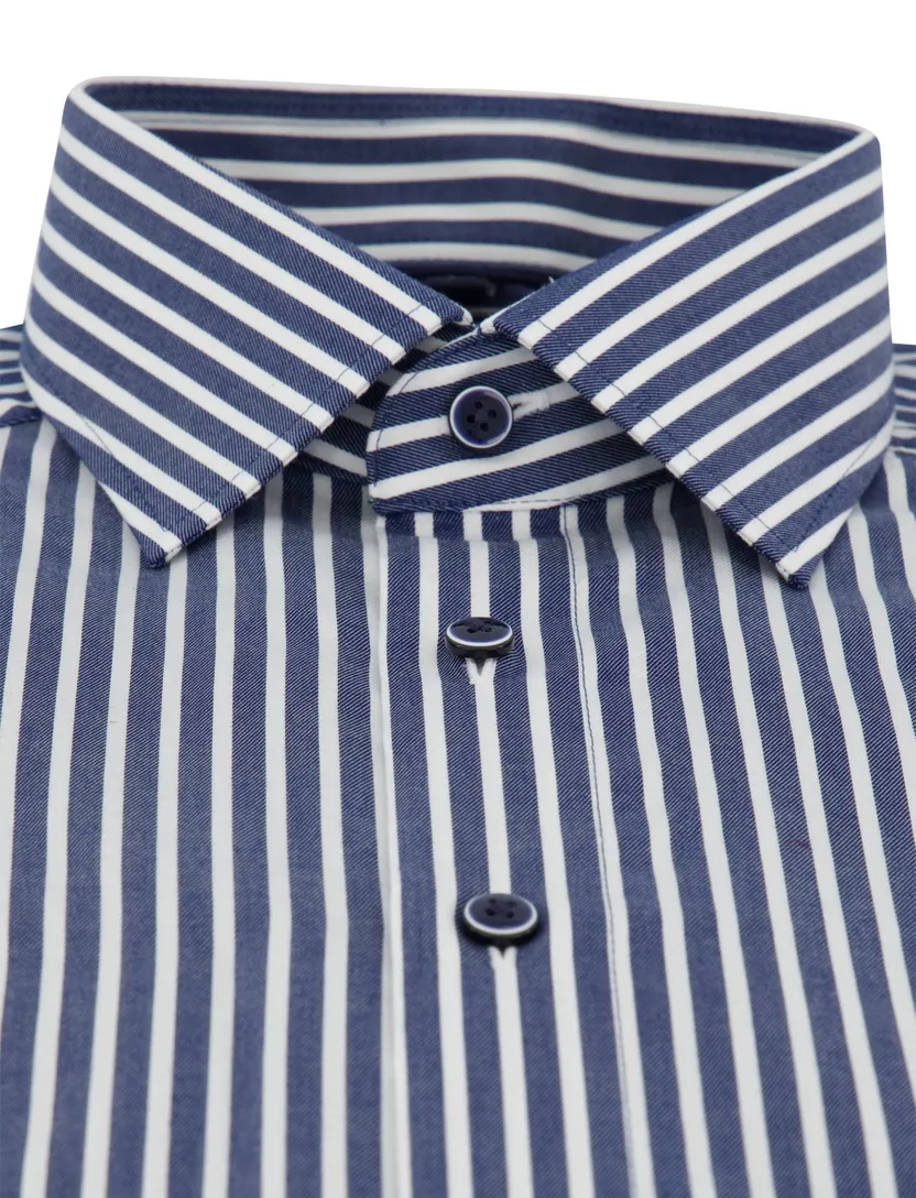 Overhemd mouwlengte 7 OLYMP Modern Fit donkerblauw wit gestreept