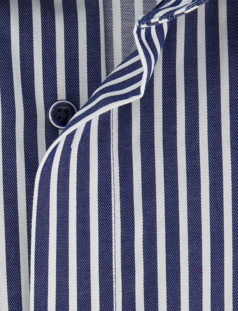 Overhemd mouwlengte 7 OLYMP Modern Fit donkerblauw wit gestreept