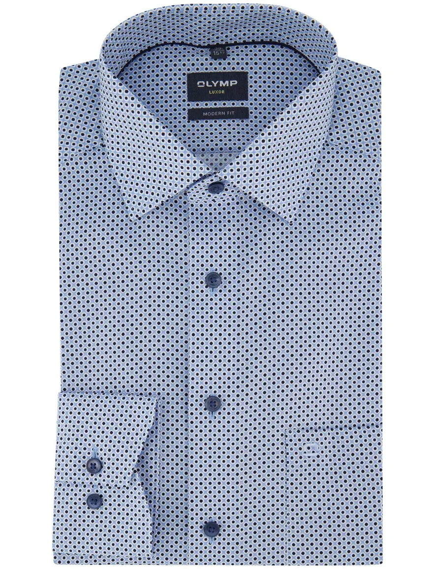 Olymp overhemd mouwlengte 7 blauw print
