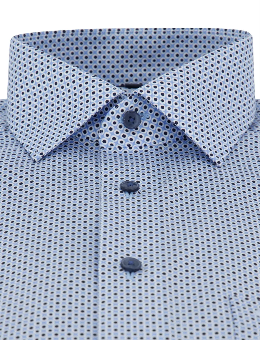 Olymp overhemd mouwlengte 7 blauw print