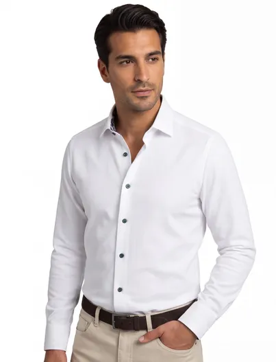 Olymp Body fit Olymp overhemd wit semi-wide collar mouwlengte 7