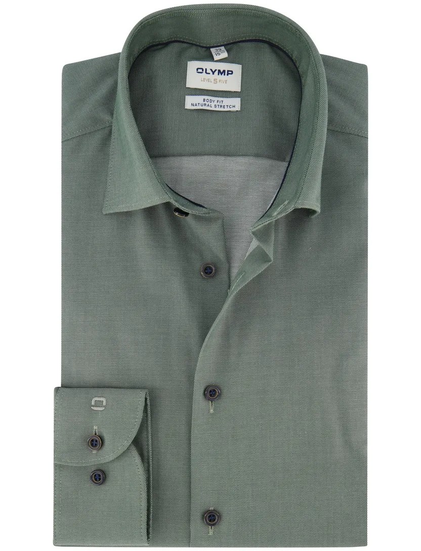 Overhemd Olymp mouwlengte 7 body fit semi-wide spread groen