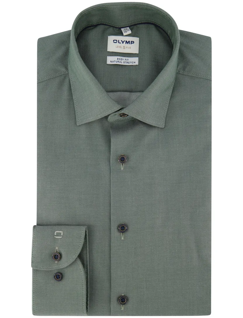 Overhemd Olymp mouwlengte 7 body fit semi-wide spread groen