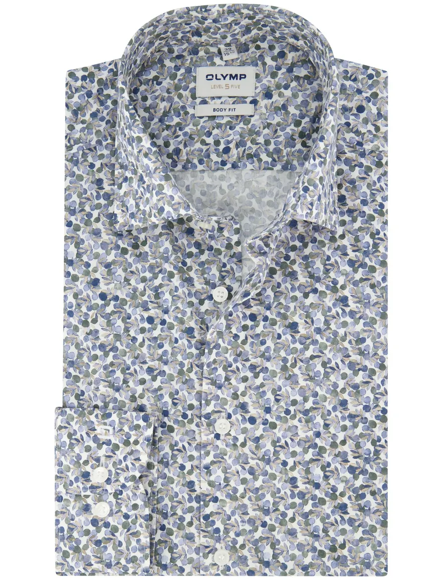 OLYMP Body Fit overhemd blauw geprint ml 7
